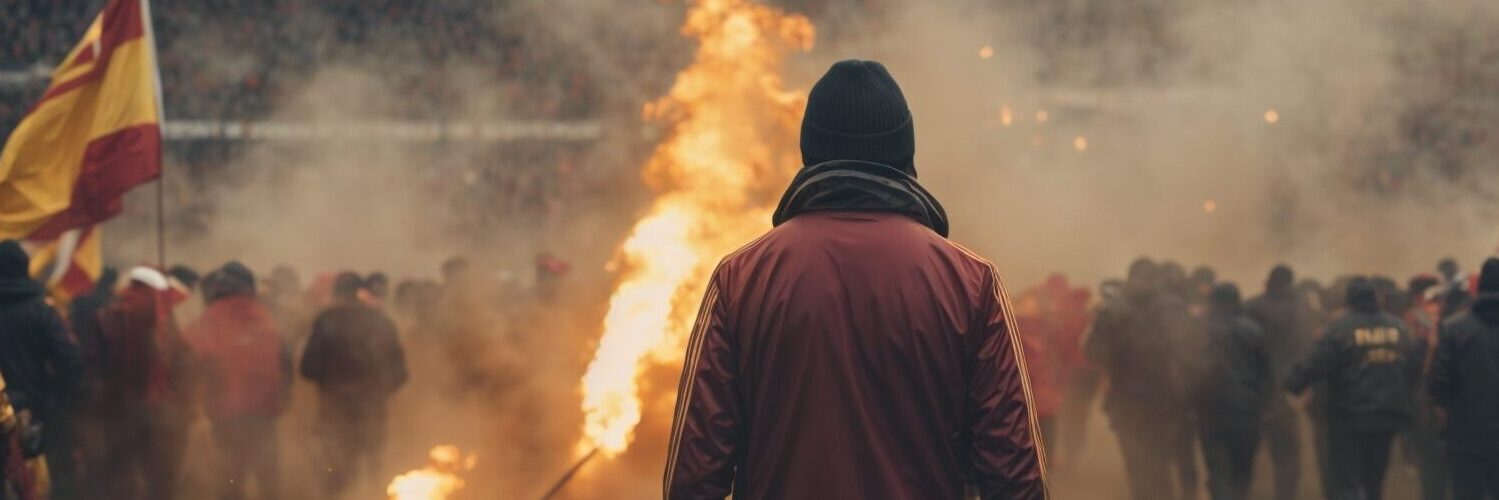 hooligans en estadio pyro